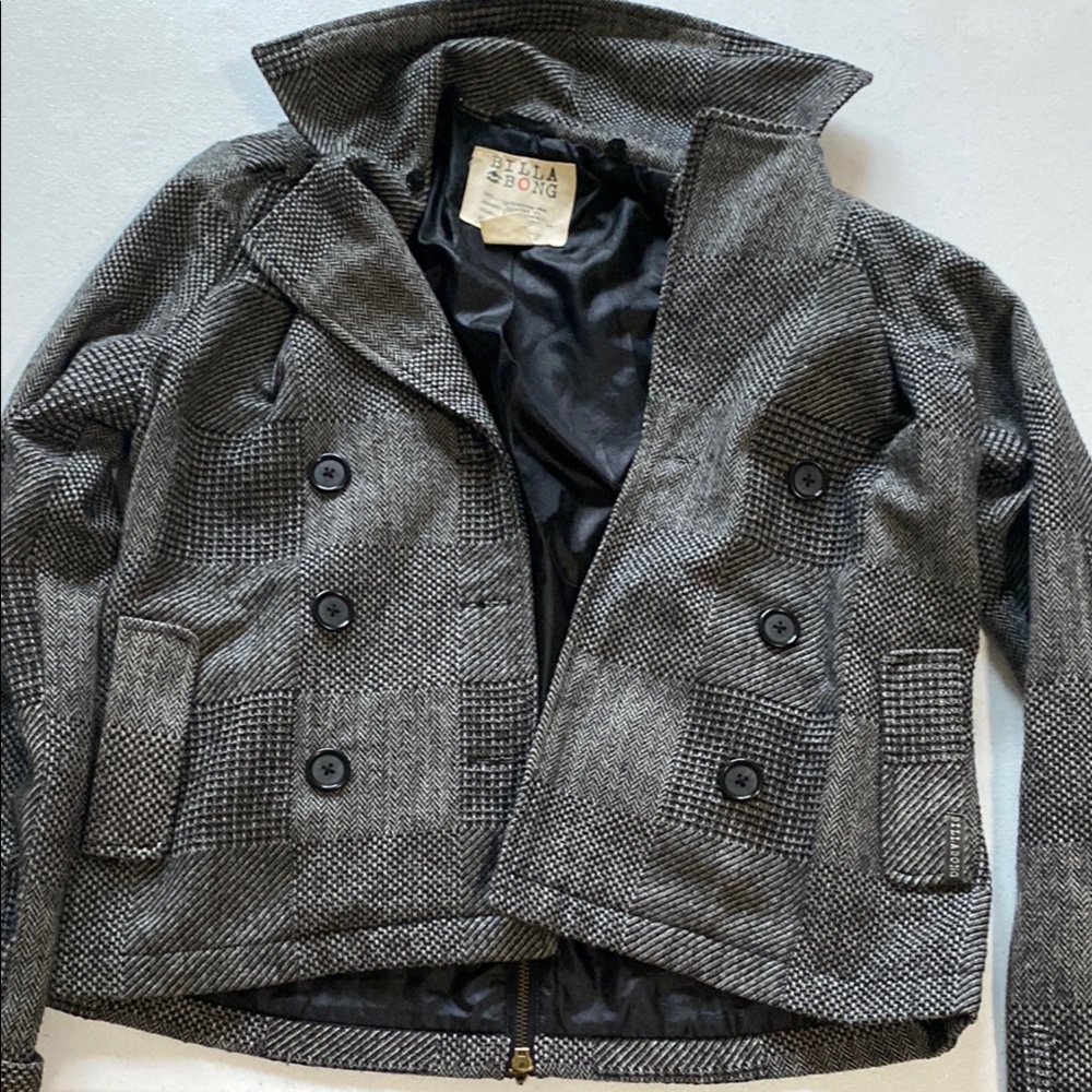 BillaBong Medium, Gray Double-Breasted Jacket